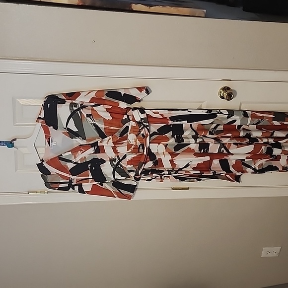 Everyday Jones by Madeline Jones large pants jumpsuit large spice/fire print - Picture 2 of 9